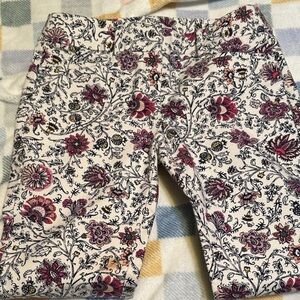 LOFT  riviera pant Floral Print Capris - Black, Pink, White size 0P